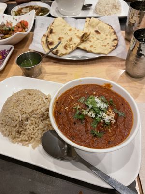 Tofu madras with brown rice, and tandori roti at House of Naan in New Haven