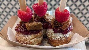 Lemon base, biscoff filing with raspberry jam and fresh berry topping at Poffy in Vienna