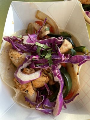 Rajas Taco with added grilled cauliflower ! at Rusty Taco in Dallas