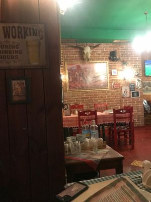 Fun decor inside at Spaghetti Western in Tirana