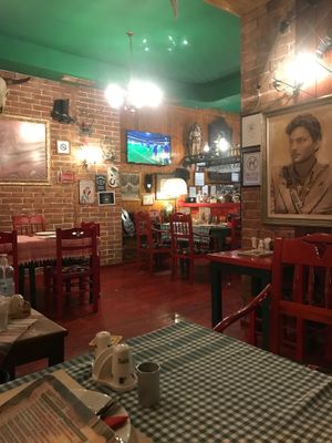 Inside decor at Spaghetti Western in Tirana