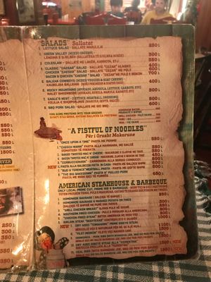 Menu page 2 at Spaghetti Western in Tirana