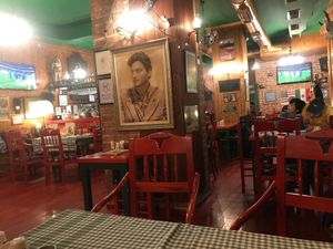 Inside dining area at Spaghetti Western in Tirana