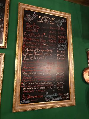 Menu board at Spaghetti Western in Tirana