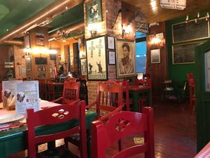 Inside dining decor at Spaghetti Western in Tirana