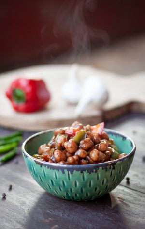Kung Pao Chickpeas at Okapi Vegan Kitchen in Aldona