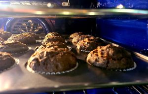 matcha, spirulina, beetroot muffins at Pachamama Soul in Calgary