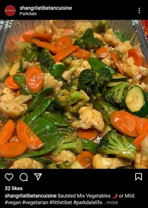 Sauted mixed vegetables at Shangrila Tibetan & Asian Cuisine in Toronto