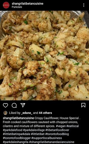 Crispy fried cauliflower at Shangrila Tibetan & Asian Cuisine in Toronto
