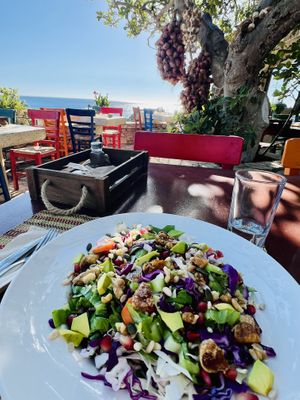 Salad with a view   at Golden Sunset in Crete