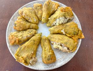 Stuffed zucchini flowers  at Golden Sunset in Crete