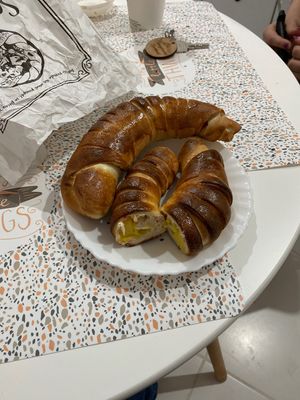 Covrig vu vanilie și covrig cu vișine (cherry or vanilla ) at Scufița Roșie in Sibiu