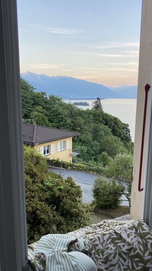 Vom Zimmer aus dem Fenster   at Garden Hotel Primavera in Brissago