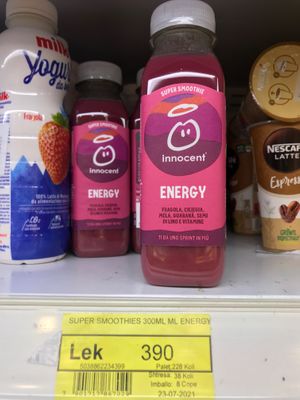 Innocent energy drink at Conad Akademia in Tirana