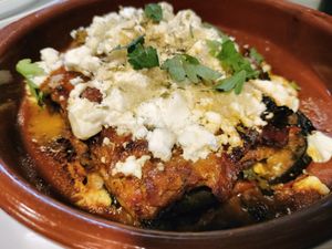 Vegetarian Mousaka with feta at Paprika in Valencia