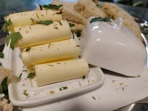 Homemade bread with butter at Paprika in Valencia