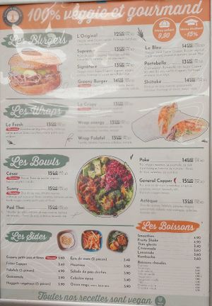 Menu in French at Copper Branch - Lyon Part Dieu in Lyon