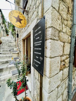 Outdoor seating and entrance  at Sweet Republic Hvar in Hvar