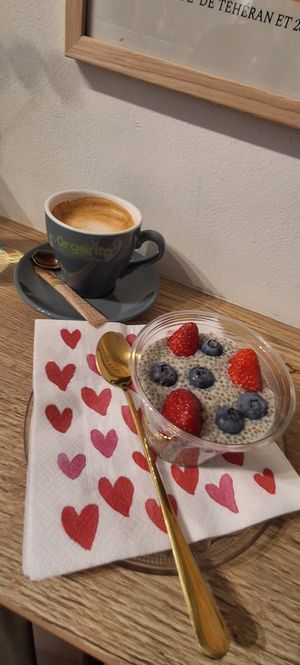 Coffe with soy milk and chia pudding at Sweet Republic Hvar in Hvar