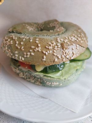 vegan avocado bagel at Merry Berry in Thessaloniki