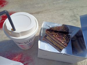 Freddo cappuccino with sneakers cake at Merry Berry in Thessaloniki
