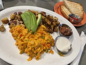 Sw scramble w sourdough toast  at Biscuits Cafe in Chandler