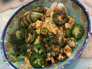 Poke bowl. Tofu avo and seaweed salad at Mel's Tiki Cafe in Indialantic