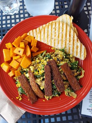 Breakfast scramble with tempeh at The Grain Cafe in Van Nuys