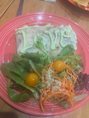 Chicken and mushroom crepe with ❤️  at The Grain Cafe in Van Nuys