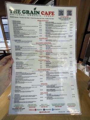 Huge menu front    at The Grain Cafe in Van Nuys