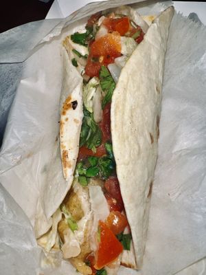 Shrimp tacos. This was gone in about 6 seconds  at Herban Vegans in Cincinnati