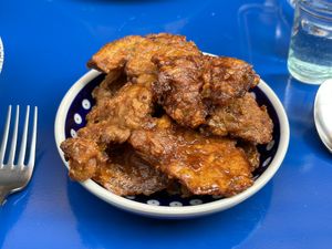 KFM with hot sauce  at DAR Restaurant & Cocktail Bar in Zurich