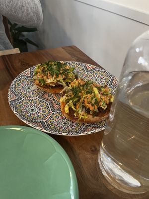 Merguez open sandwich  at DAR Restaurant & Cocktail Bar in Zurich