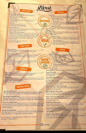 Input Healthy Food Menu at iNput in Ankara