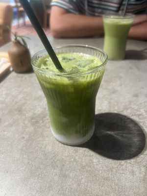 Iced matcha lattes  at iNput in Ankara