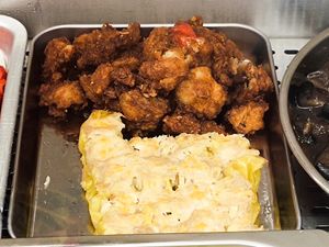 gu-lao-rou mock meat and siew mai at Vegetarian 素 - Peninsula Plaza in Central Singapore