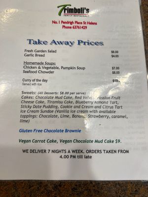 Vegan carrot cake, vegan chocolate mud cake at Trimboli's Pizza & Pasta in St Helens