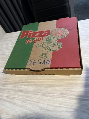Vegan pizza box at Trimboli's Pizza & Pasta in St Helens