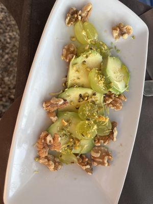Avocado, grape, walnut anti pasta  at Mamacita Café in Sarchittu