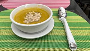 Vegetable Cream Soup at Momentos de Pan y Soya in Bogota