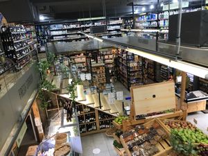 The stairs dividing the floors at Fresh Garden in Tirana