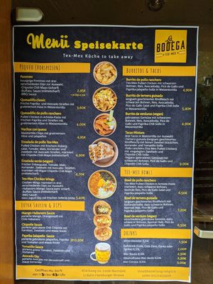 Menu at La Bodega Tex-Mex in Hamburg