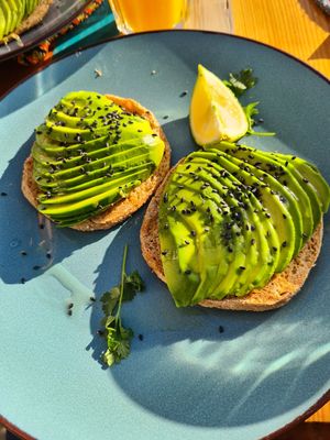 Avocado toast at Windy Bay Café in Taghazout