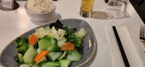 Wok of cabbage and black fungus at Panasia in Lyon