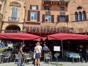 Front, large terrace at Bar Il Palio in Siena