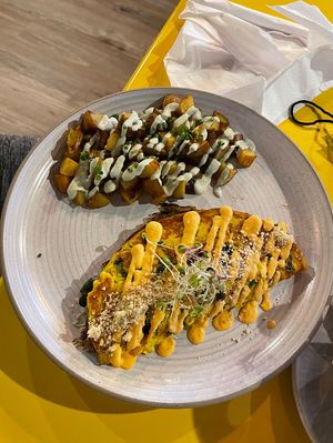 Vegan omelette  at El Secreto De Bruny in Carolina