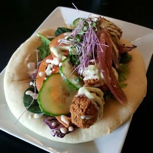 Falafel Flatbread  at Thrive Juice Bar in Kitchener Waterloo