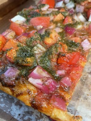 Vegan Sicilian bruschetta square pizza  at Pienezza Pizza in Kissimmee