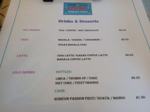 Chai, latte, hot and cold drinks at Desi Street Food in Leicester