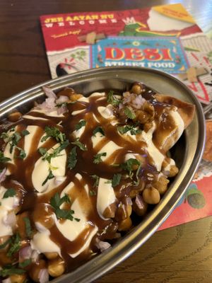 Samosa chaat  at Desi Street Food in Leicester